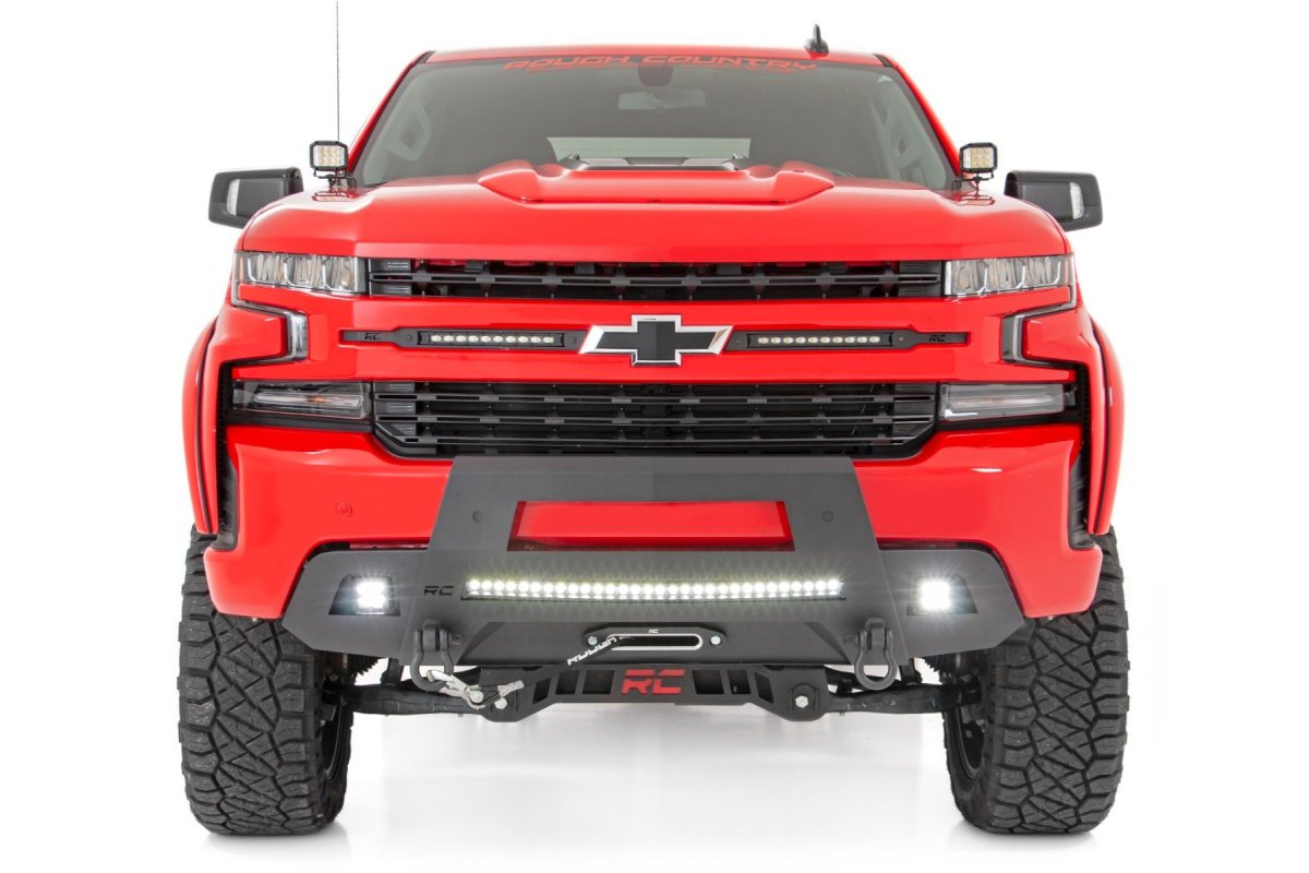Chevrolet Silverado 1500 Hidden Winch Bumper - Rough Country - Standard 4.5in X 10in 4 Bolt Winch Mount - '19-'22